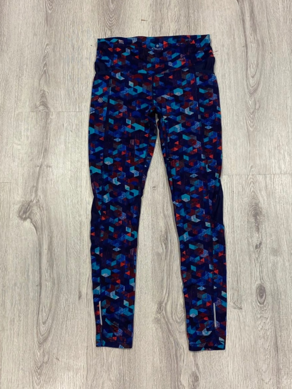 Athleta Geometric 3D Cube Mesh Pocket Running Leggings Size S